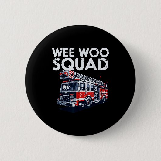 Firefighter Truck Wee Woo Squad Fireman Men Boys K Ronde Button 5,7 Cm (Voorkant)