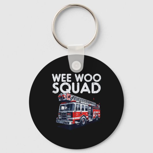 Firefighter Truck Wee Woo Squad Fireman Men Boys K Sleutelhanger (Voorkant)