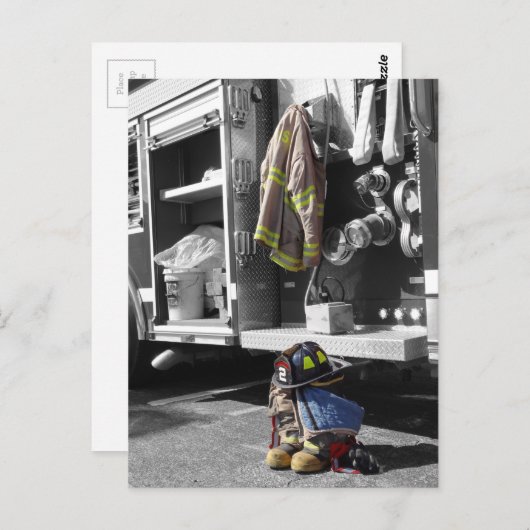 FIREFIGHTER TURNOUT IN KLEUR BRIEFKAART (Voorkant / Achterkant)