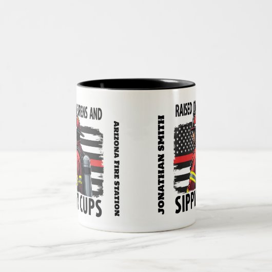Firefighter US Flag with Thin Red Line Tweekleurige Koffiemok (Center)