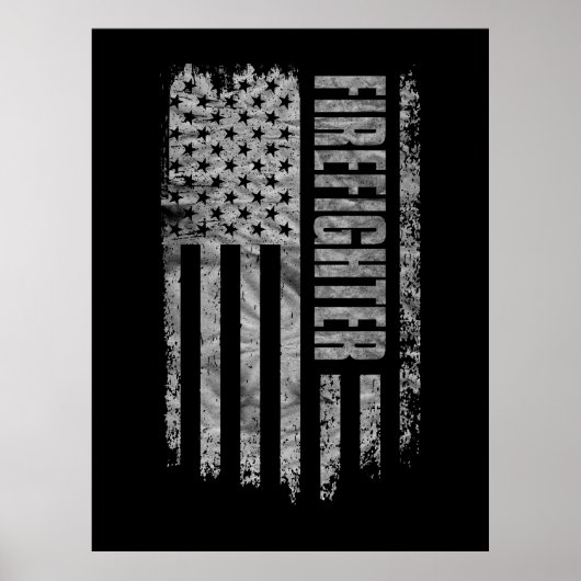 Firefighter USA Flag Distressed design Poster (Voorkant)