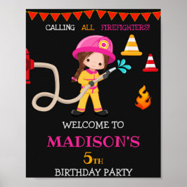 Firefighter welkomstfeest Girl Firefighter Poster