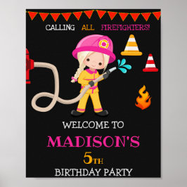 Firefighter welkomstfeest Girl Firefighter Poster