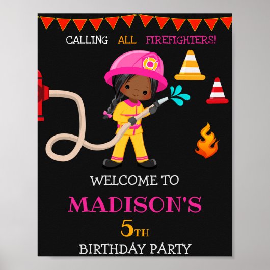 Firefighter welkomstfeest Girl Firefighter Poster (Voorkant)