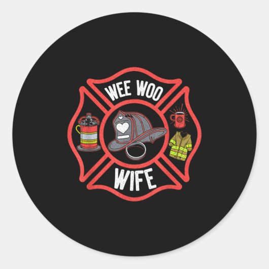 Firefighter Wife Uniform Fireman Fire Department  Ronde Sticker (Voorkant)