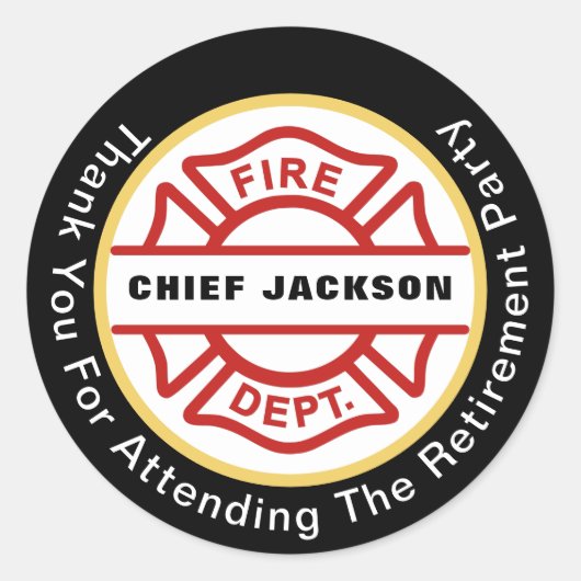 Firefighters Black Red Yellow Dank je pensionering Ronde Sticker (Voorkant)
