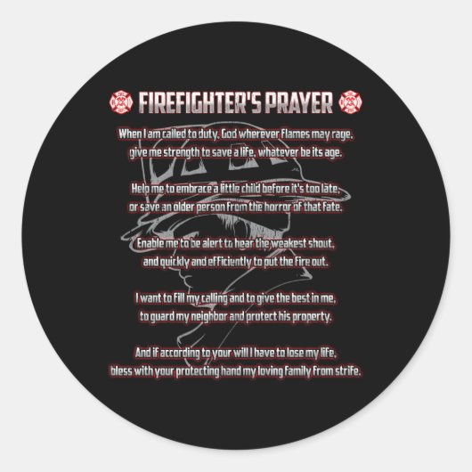 Firefighter's Prayer Fire First Responder Thin Red Ronde Sticker (Voorkant)