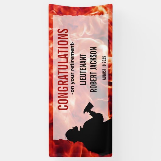 Firefighters Silhouette Flame Retirement Banner (Verticaal)