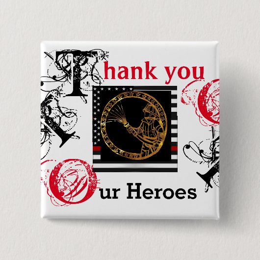 FIREFIGHTERS VIERKANTE BUTTON 5,1 CM (Voorkant)