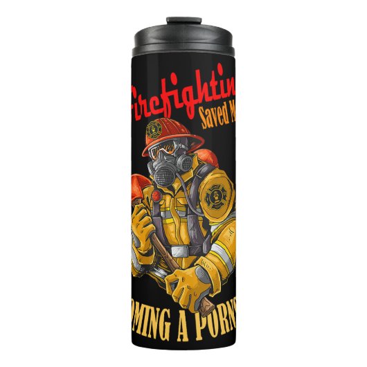 Firefighting Saved Me Slogan Thermosbeker (Voorkant)