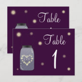 Fireflies en Mason Jar Heart Love Tafelnummer (Voorkant / Achterkant)