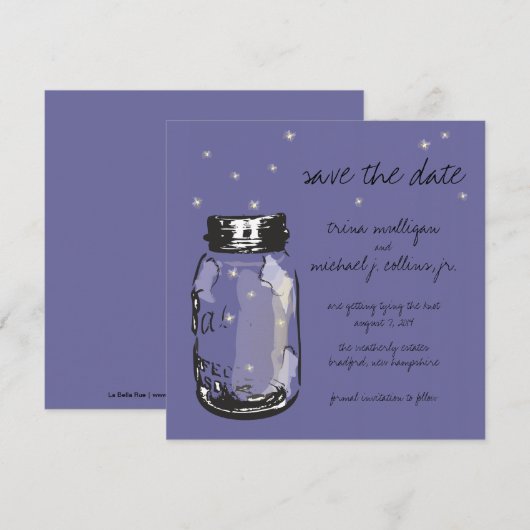 Fireflies en Mason Jar slaan Datum op Save The Date (Voorkant / Achterkant)