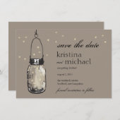 Fireflies en Mason Jar slaan Datum op Save The Date (Voorkant / Achterkant)