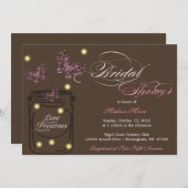 Fireflies en Mason Jar Vrijgezellenfeest - Bruin Kaart (Voorkant / Achterkant)
