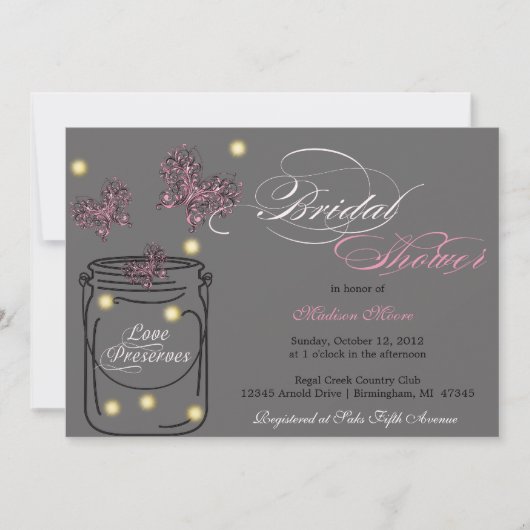 Fireflies en Mason Jar Vrijgezellenfeest - Grijs Kaart (Voorkant)