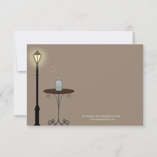 Fireflies en Mason Jar Wedding RSVP (Achterkant)