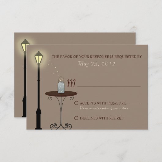Fireflies en Mason Jar Wedding RSVP (Voorkant / Achterkant)