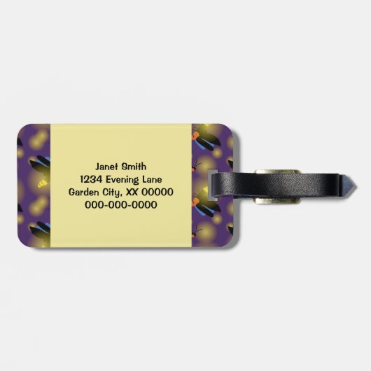 Fireflies Grafisch op Paars Bagagelabel (Achterkant horizontaal)