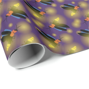 Fireflies Grafisch op Paars Cadeaupapier