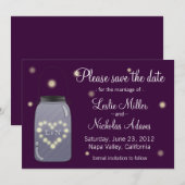 Fireflies in Mason Jar Heart Love Save the Date (Voorkant / Achterkant)