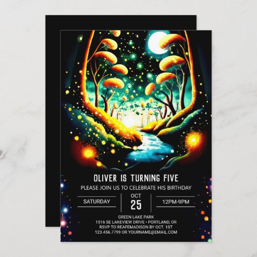 Fireflies Magical Woodland Journey Verjaardag Kaart (Voorkant / Achterkant)