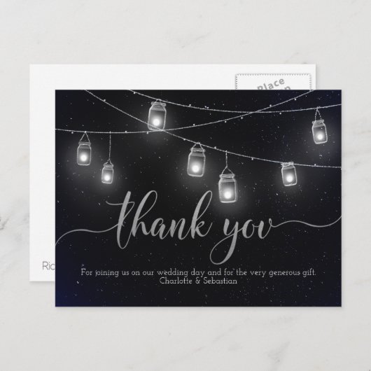 Fireflies Mason Jar Lights Night Sky Dank je Briefkaart (Voorkant / Achterkant)