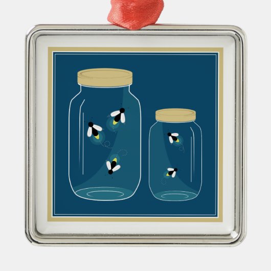 Fireflies Mason Jar Metalen Ornament (Voorkant)