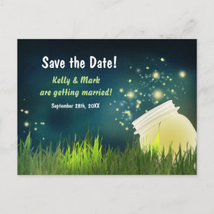 Fireflies & Mason Jar Night Save the Date Briefkaa Aankondigingskaart