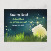 Fireflies & Mason Jar Night Save the Date Briefkaa Aankondigingskaart (Voorkant)