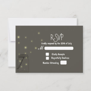 Fireflies Mason Jar Rustic Wedding RSVP-uitnodigin RSVP Kaartje