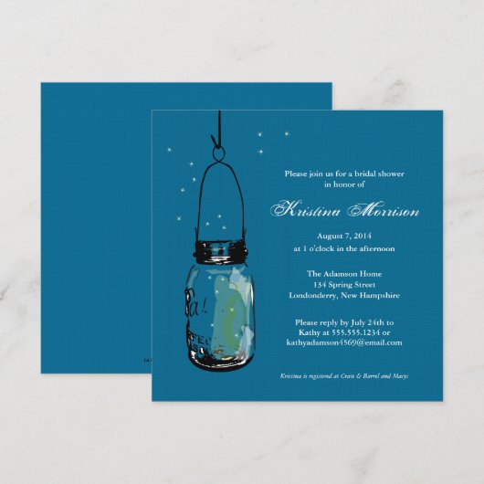 Fireflies & Mason Jar Vrijgezellenfeest Kaart (Voorkant / Achterkant)