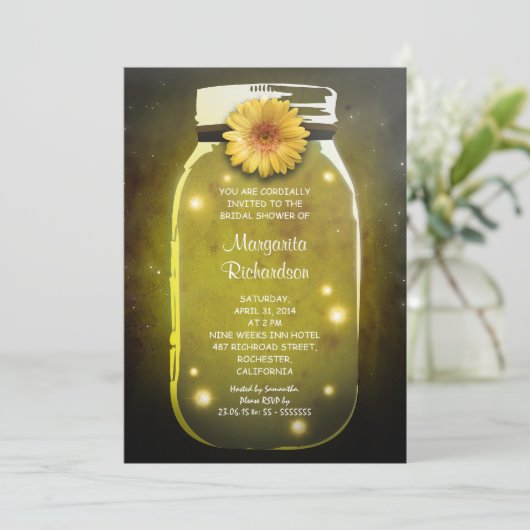 Fireflies & Mason Jar Whimsical Vrijgezellenfeest Kaart (Staand voorkant)