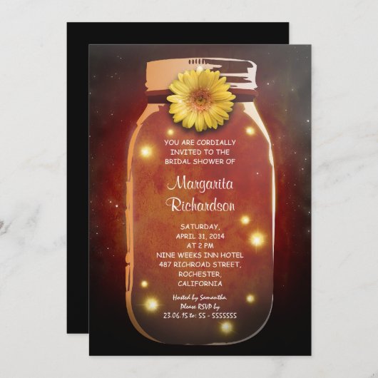 Fireflies & Mason Jar Whimsical Vrijgezellenfeest Kaart (Voorkant / Achterkant)