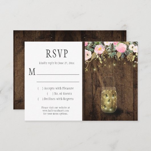 Fireflies Mason Jars String Lights Roze Goud RSVP (Voorkant / Achterkant)