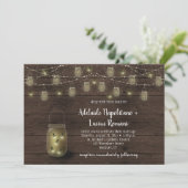 Fireflies Mason Jars String Lights Wedding Kaart (Staand voorkant)