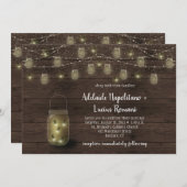 Fireflies Mason Jars String Lights Wedding Kaart (Voorkant / Achterkant)
