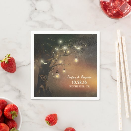 Fireflies metselaar kruiken boom bruiloft servet (Insitu)