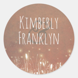 Fireflies Nachtveld Rustiek Land Bruiloft Ronde Sticker