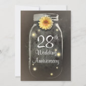 Fireflies & Rustic Mason Jar Whimsical Anniversary Kaart (Achterkant)