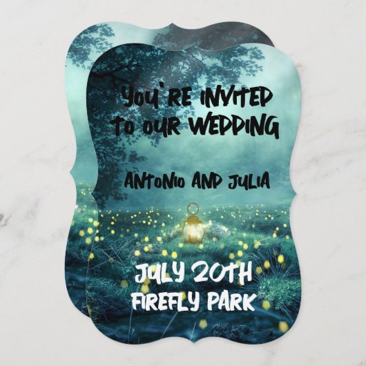 FIREFLILISEERT NACHTTIJD FANTASY WEDDING INVITATIO KAART (Voorkant / Achterkant)
