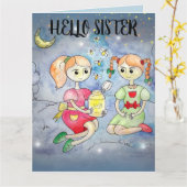 FIREFLILISEERT SISTER SISTER BIRTHDAY-WENSKAARTEN KAART (Gele Bloem)
