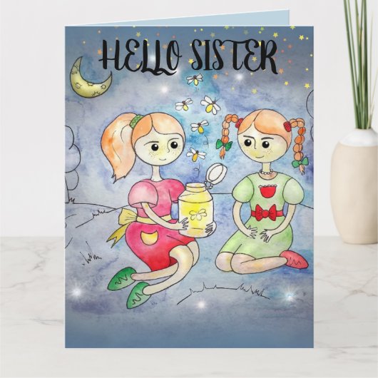 FIREFLILISEERT SISTER SISTER BIRTHDAY-WENSKAARTEN KAART (Voorkant)