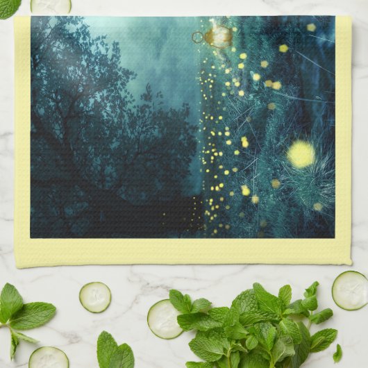 Firefly bos bliksem bug bos illustratie theedoek (Gevouwen)