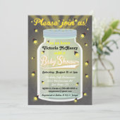 Firefly Chalkboard Mason Jar Baby shower Invites Kaart (Staand voorkant)
