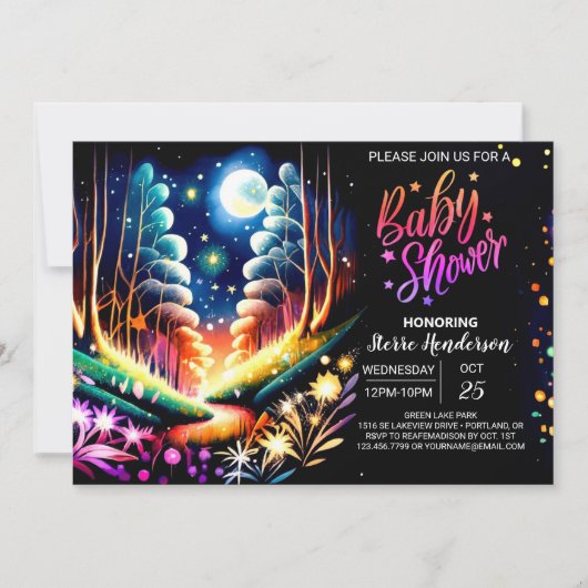Firefly Enchantment Woodland Baby shower Kaart (Voorkant)