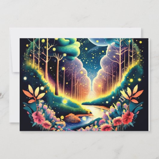 Firefly Fantasy Bossen Baby shower Kaart (Achterkant)