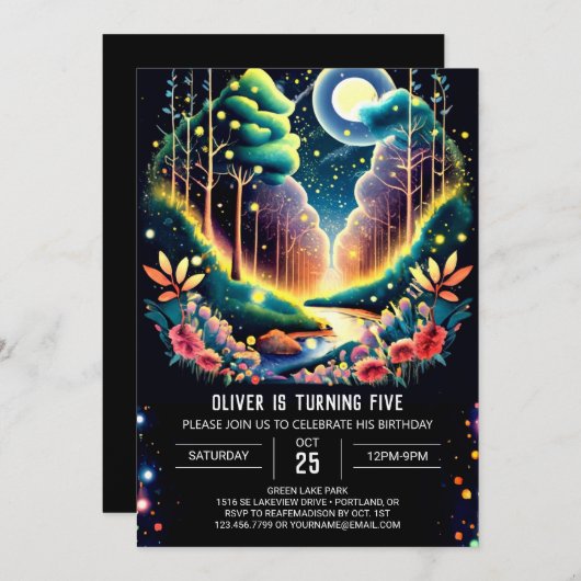 Firefly Fantasy Bossen Verjaardag Kaart (Voorkant / Achterkant)