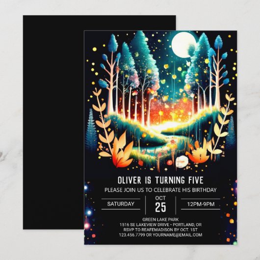 Firefly Fantasy Woodland Verjaardag Kaart (Voorkant / Achterkant)