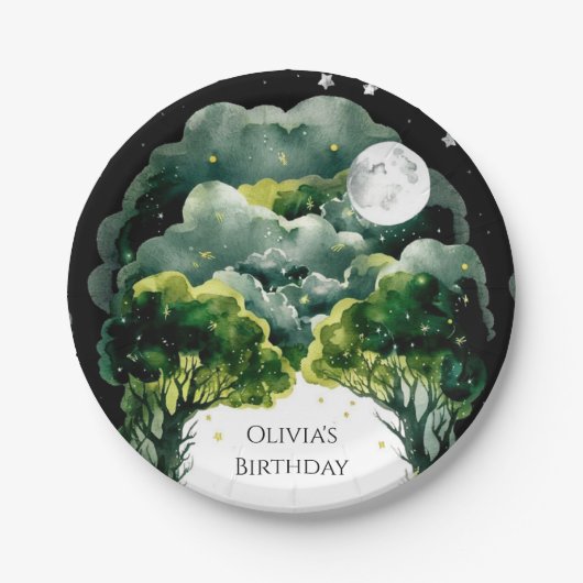 Firefly Fantasy Woodland Verjaardag Papieren Bordje (Voorkant)