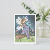 Firefly Field Gestreepte Fairy Fantasy Art Print Briefkaart (Staand voorkant)